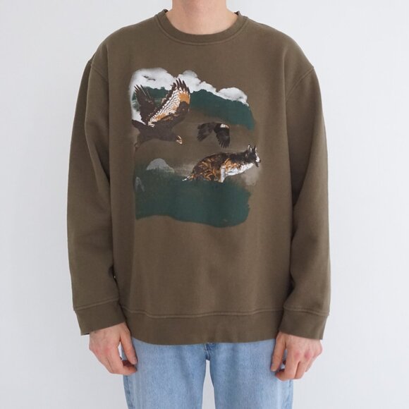 Other - Retreat Brown Eagle Wolf Graphic Crewneck Sweatshirt Cotton Blend XXL